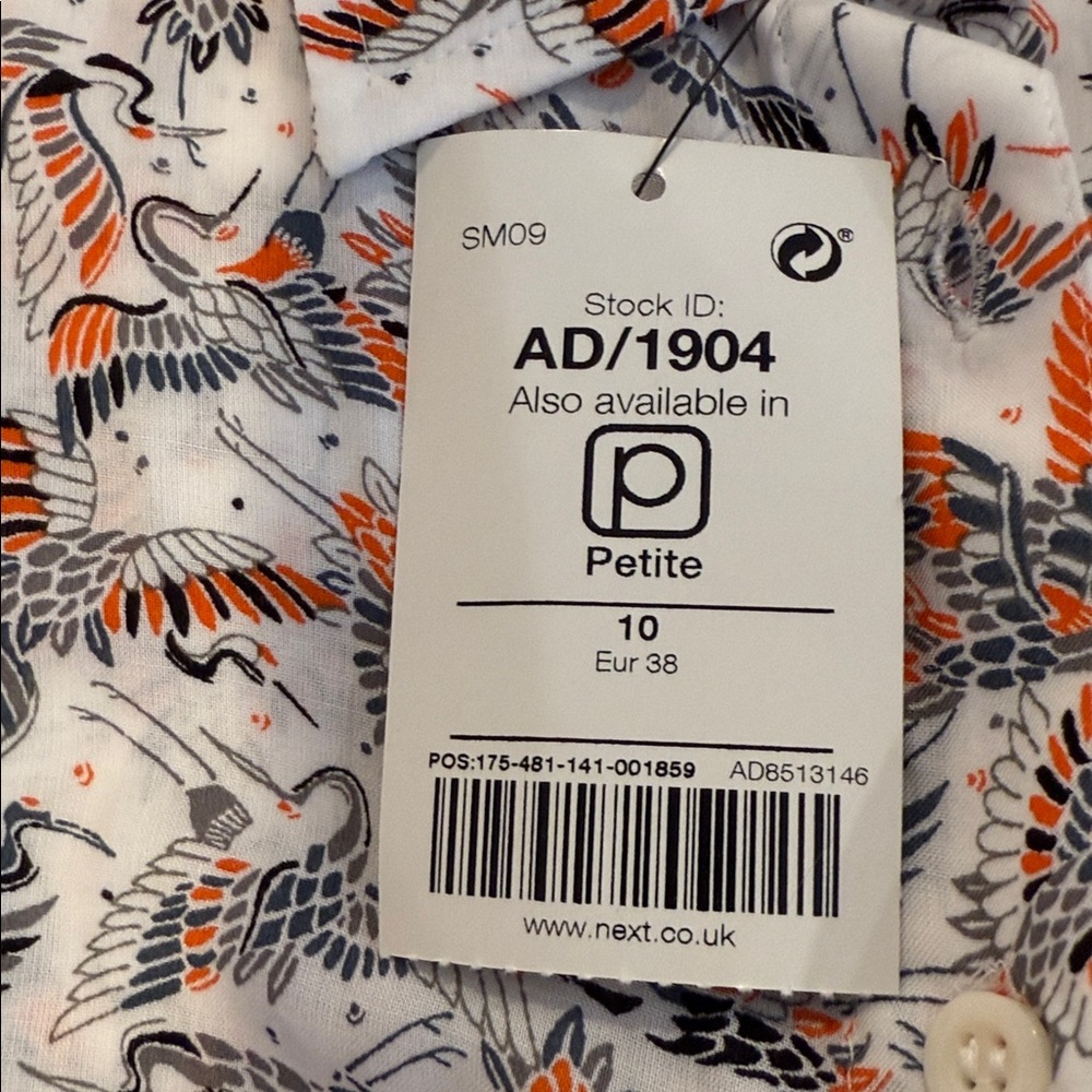 Ladies, blouse, with Crane Pattern - Gray and Orange - Picture 4 of 4